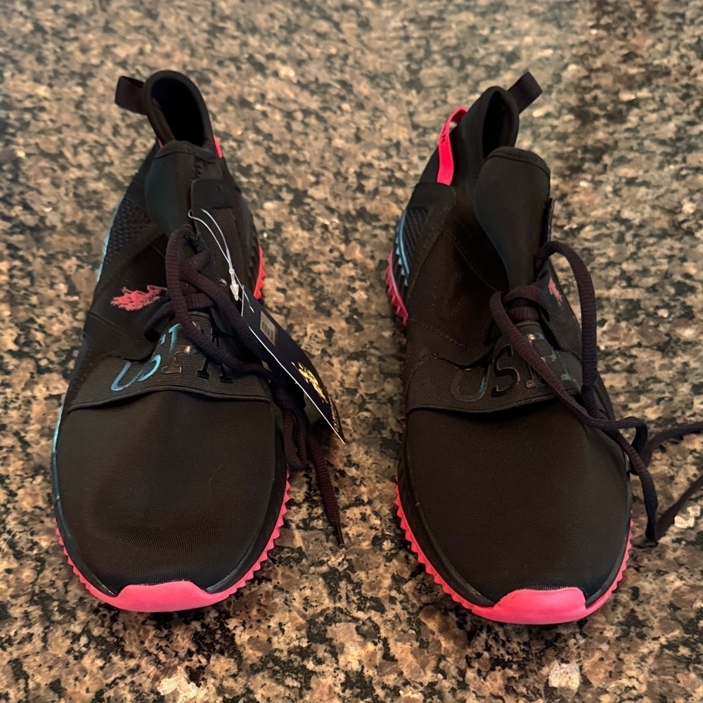 U.S. Polo Assn. Men's Sneakers in Black and Red NWT 10 - Picture 3 of 11
